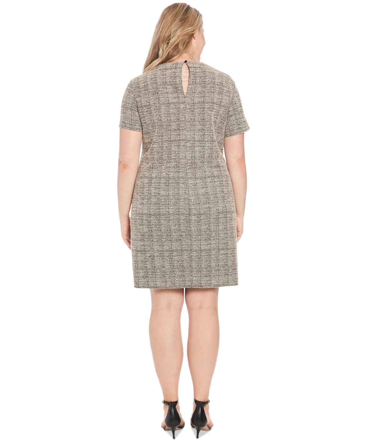 London Times Plus Size Embellished Jacquard T-Shirt Dress