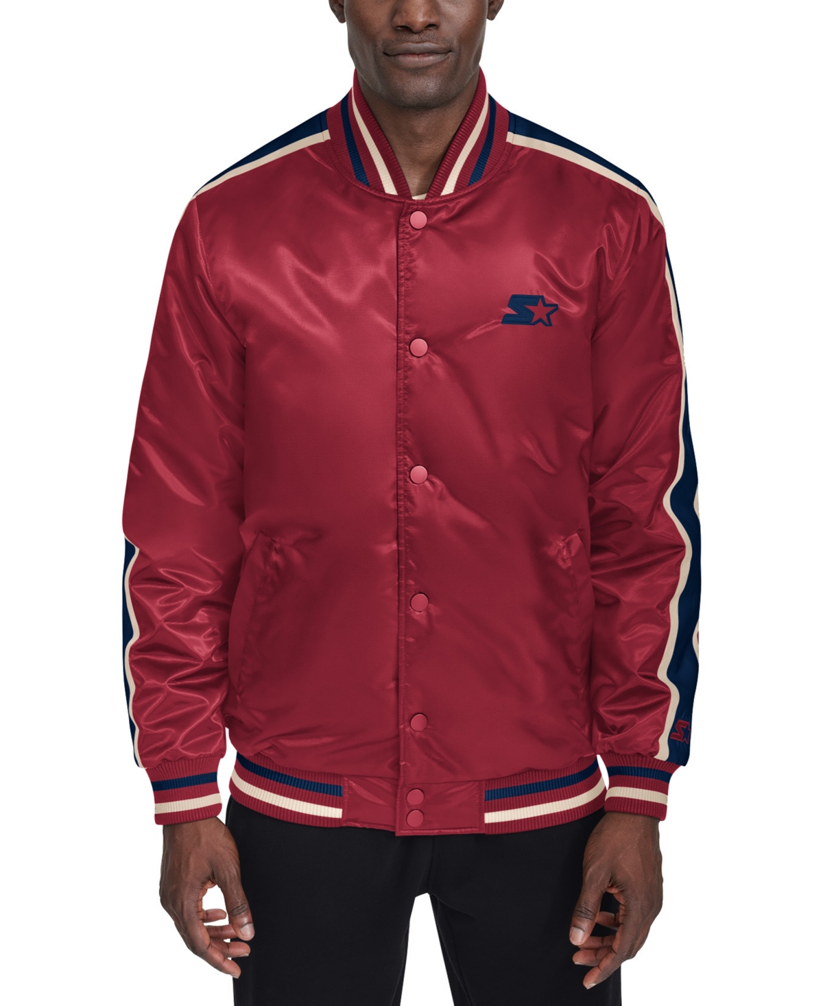 Starter Men's Enzo Stripe Logo Satin Jacket