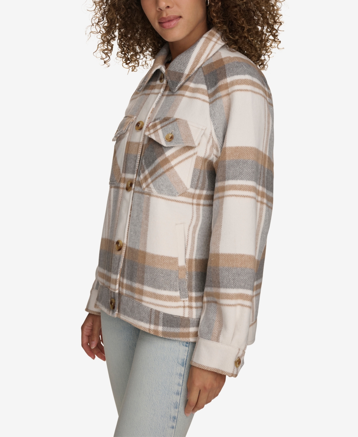 Levi's Women's Wool Blend Shirt Jacket In Sage Plaid