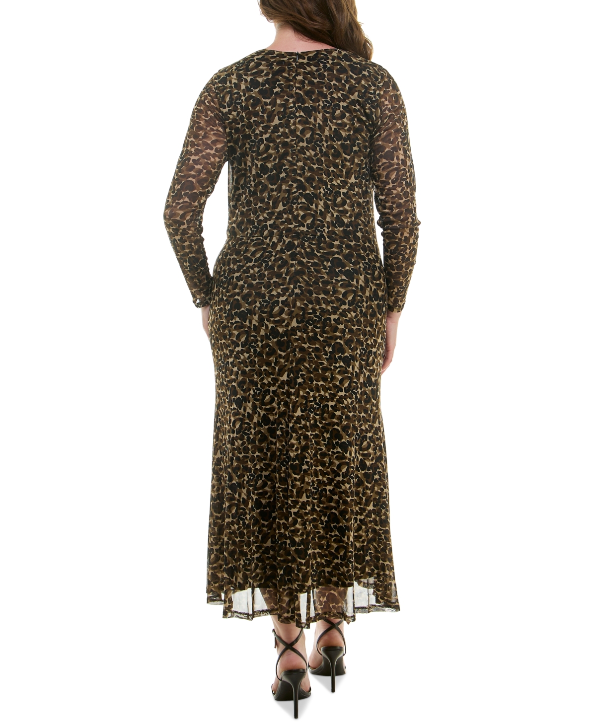 Taylor Plus Size V-Neck Side-Ruched Long-Sleeve Dress