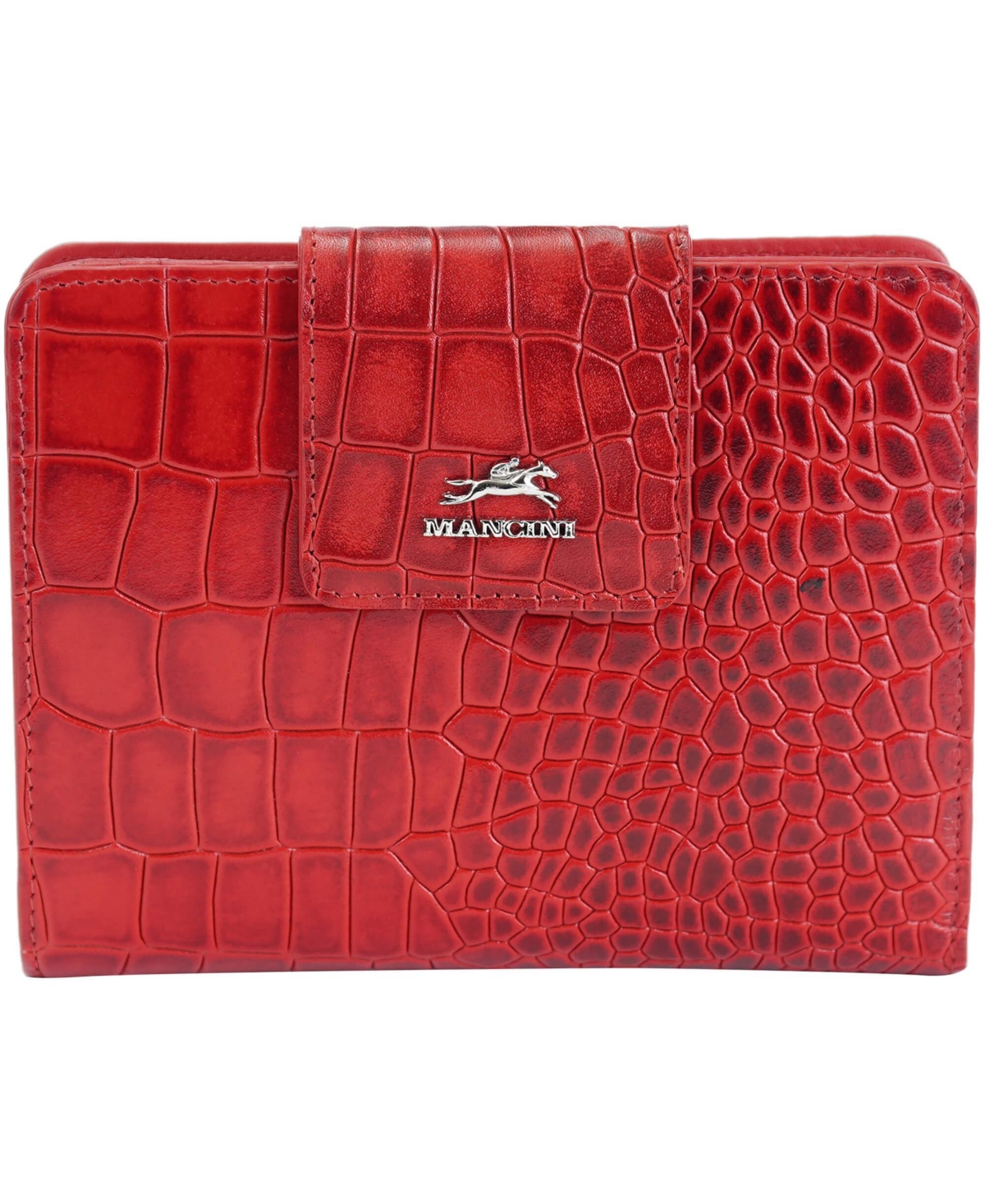 Mancini Women's Croco2 Rfid Secure Clutch Wallet In Red