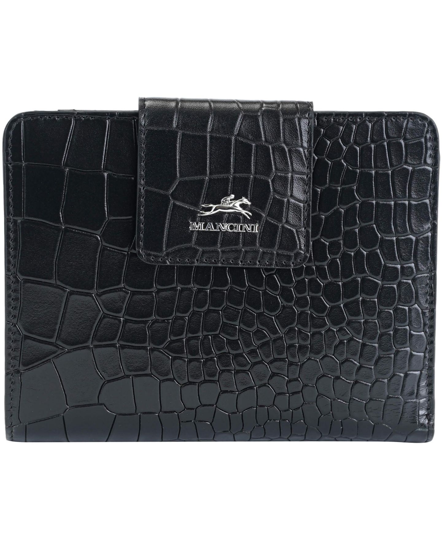 Женский кошелёк Mancini Croco2 RFID Secure Clutch Wallet, цвет: Чёрный — фото 1