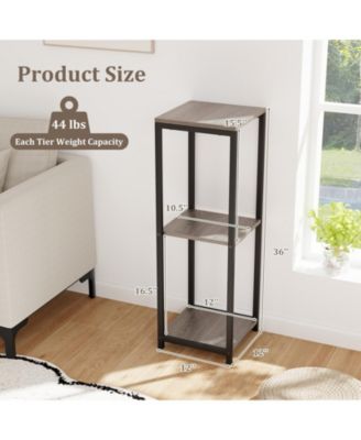 3-Tier Tall Metal Plant Stand Corner Plant Holder with Anti-tipping Device-Black & Gray