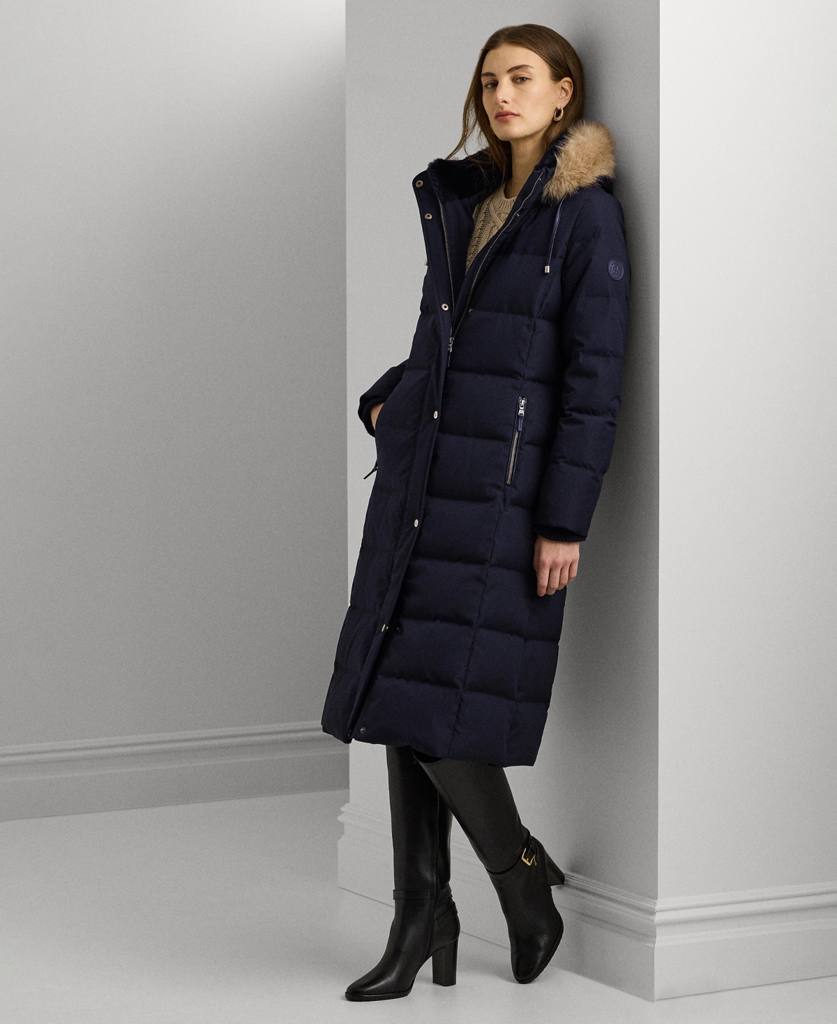 Women's Maxi Faux-Fur-Trimmed Hooded Puffer Coat - Litchfield