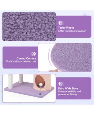 66 Inch Cute Cat Tree Cats Multi-level Tall Cat Tower with Sisal Covered Scratching Posts-Purple
