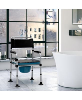 4-in-1 Folding Bedside Commode Chair with Detachable Bucket and Towel Holder