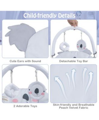 Kids Portable Baby Bouncer Rocker Seat with Detachable Toy Bar-Gray