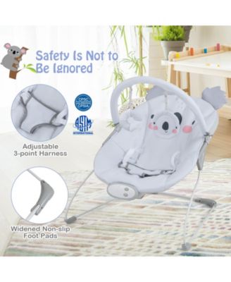 Kids Portable Baby Bouncer Rocker Seat with Detachable Toy Bar-Gray