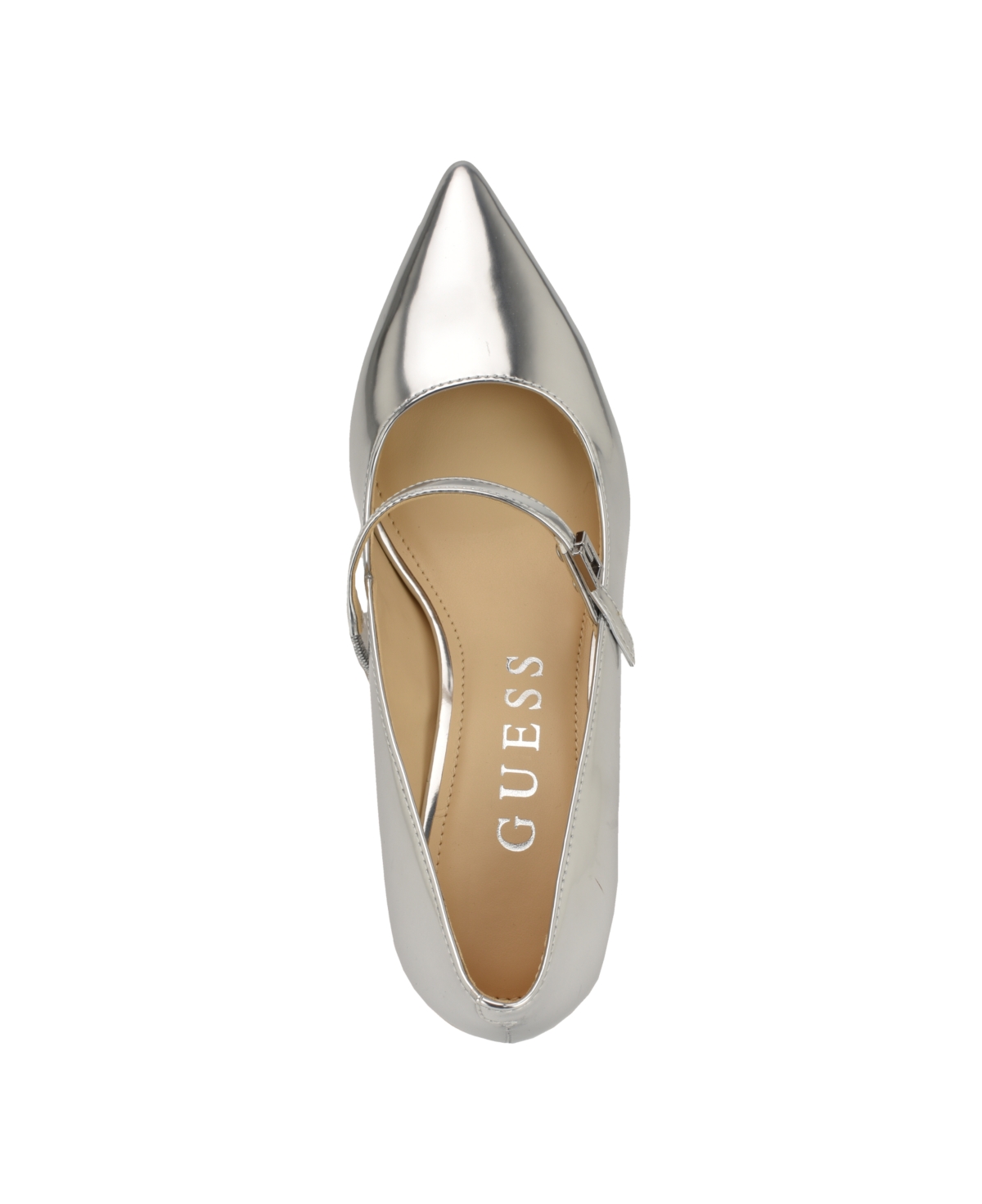 Guess Women's Zands Pointed Toe Mid-Block Heel Patent Mary Janes Pumps