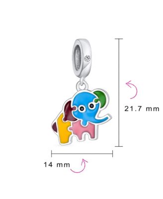 Multicolor Good Luck Bambi Elephant Trunk Up Dangle Bead Charm For Sterling Silver Fits European Bracelet