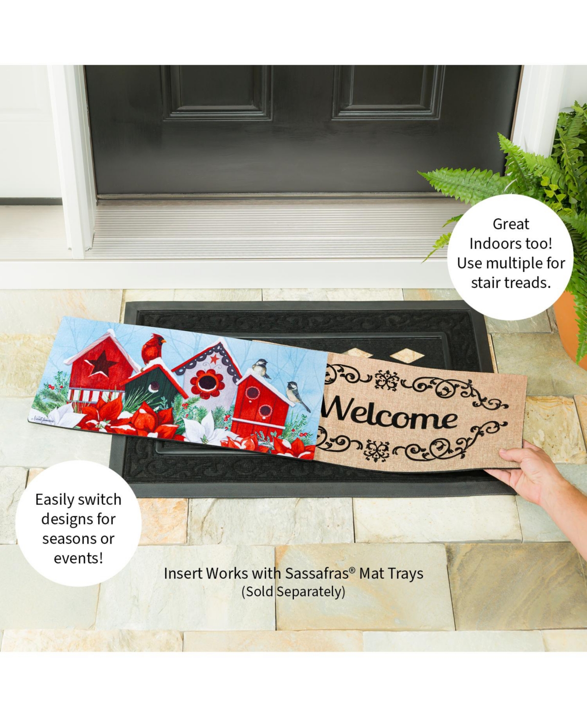 Evergreen Snow Bird Houses Sassafras Indoor Outdoor Switch Doormat 1'10