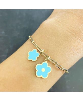 Turquoise Cherry Blossom Charm 14K Gold