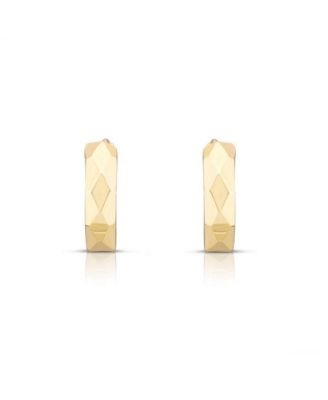 Mini Faceted Gold Huggie Hoop Earrings 14K Gold