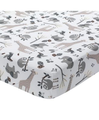 Baby Jungle Animals 4-Piece Gray/White/Taupe Crib Bedding Set