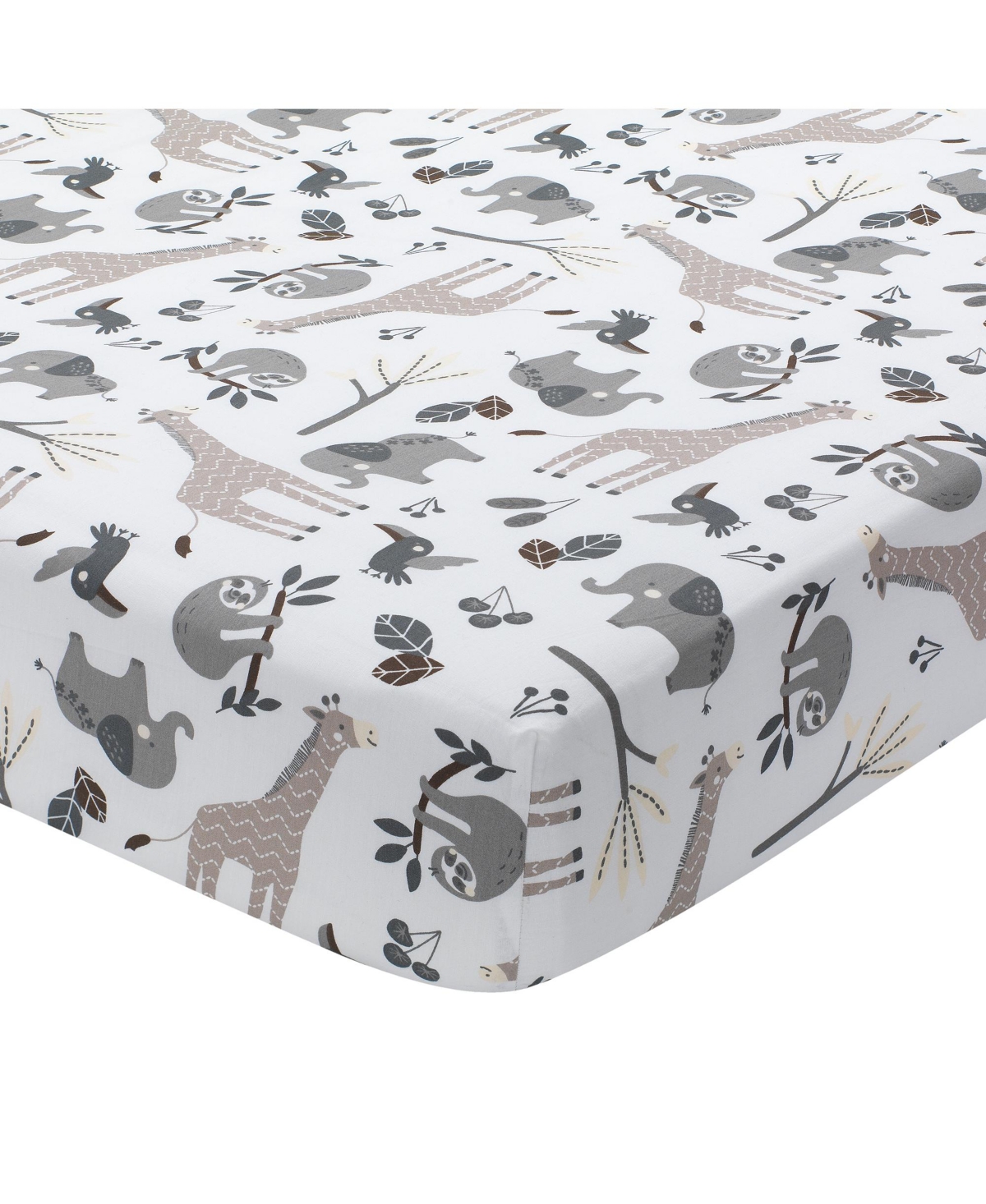 Lambs & Ivy Baby Jungle Animals 4-PieceWhite/Taupe Bedding Set - Gray