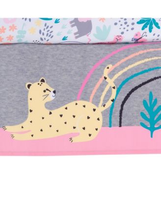 Rainbow Jungle Elephant/Leopard 3-Piece Baby Crib Bedding Set