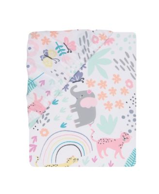 Rainbow Jungle Elephant/Leopard 3-Piece Baby Crib Bedding Set