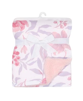 Lavender Floral Pink/Purple Soft Fleece Baby Blanket