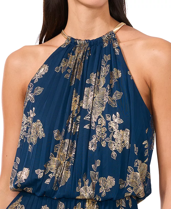 Women's Embellishment Halter-Neck Pleated Gown - thumbnail 4