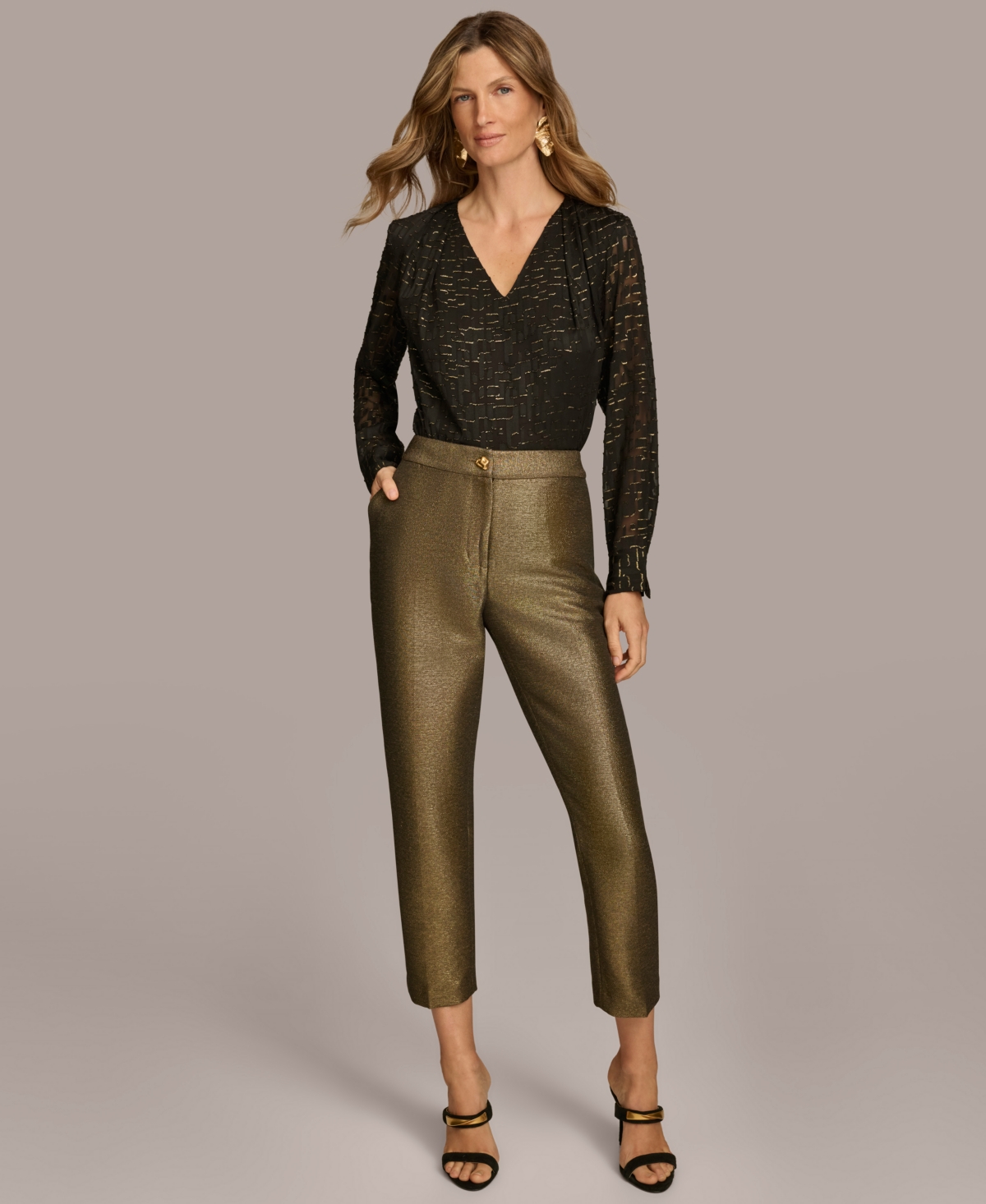 Donna Karan New York Women's Metallic Slim Leg Ankle Pants
