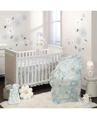 Sweet Daisy 100% Cotton White/Blue Floral Baby Fitted Crib Sheet