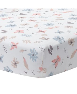Baby Blooms 3-Piece Pink Floral/Butterfly Baby Crib Bedding Set