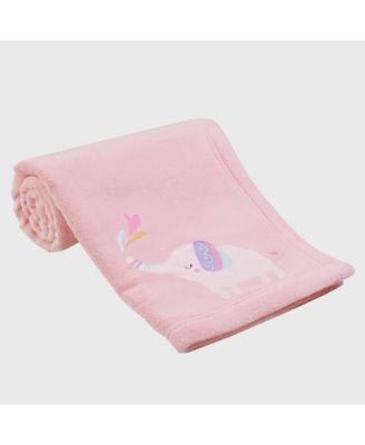 Elephant Dreams Appliqued Soft Fleece Baby Blanket - Pink