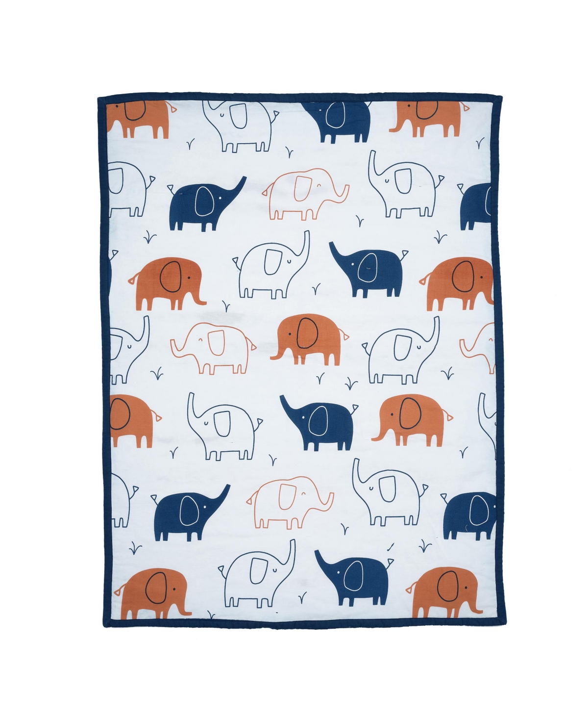 Lambs & Ivy Playful ElephantWhite Cotton 3-Piece Baby Bedding Set - Blue