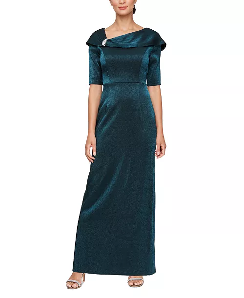 women's velvet fold-over column gown