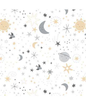 Bedtime Originals White Celestial Microfiber Baby Fitted Crib Sheet