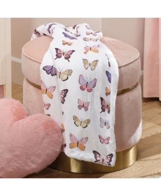 Butterfly Dreams Ultra-Soft Fleece/Faux Shearling Baby Blanket