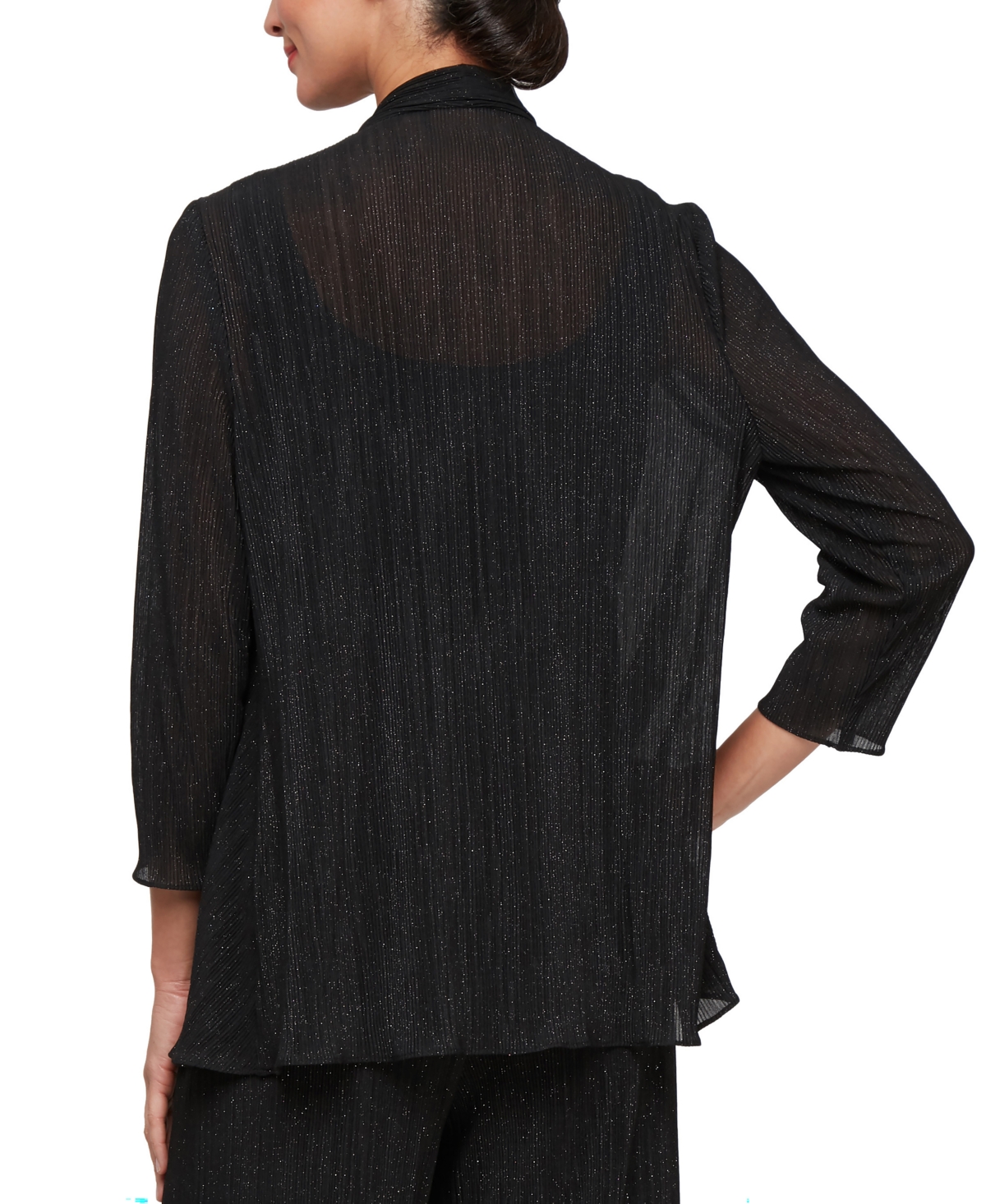 ALEX EVENINGS WOMEN'S SPARKLE CHIFFON JACKET & TOP SET 