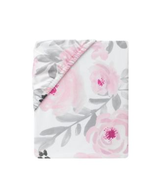 Blossom Pink Watercolor Floral 3-Piece Baby Crib Bedding Set