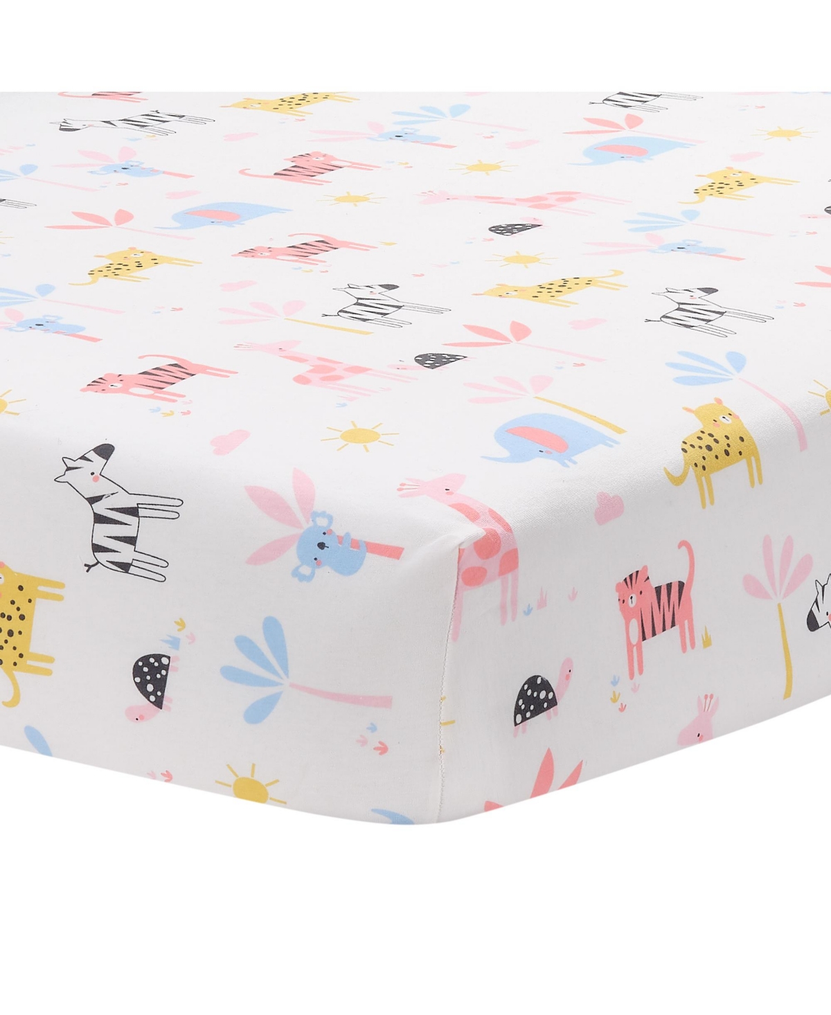 Lambs & Ivy Snuggle Jungle Pastel Safari Cotton Jersey 5-Piece Crib Bedding Set