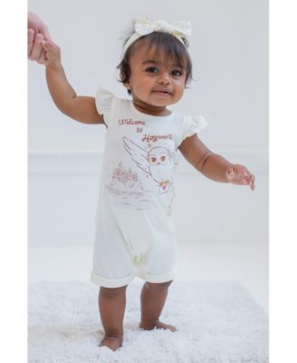 Baby Girls Hedwig Owl French Terry Romper and Headband