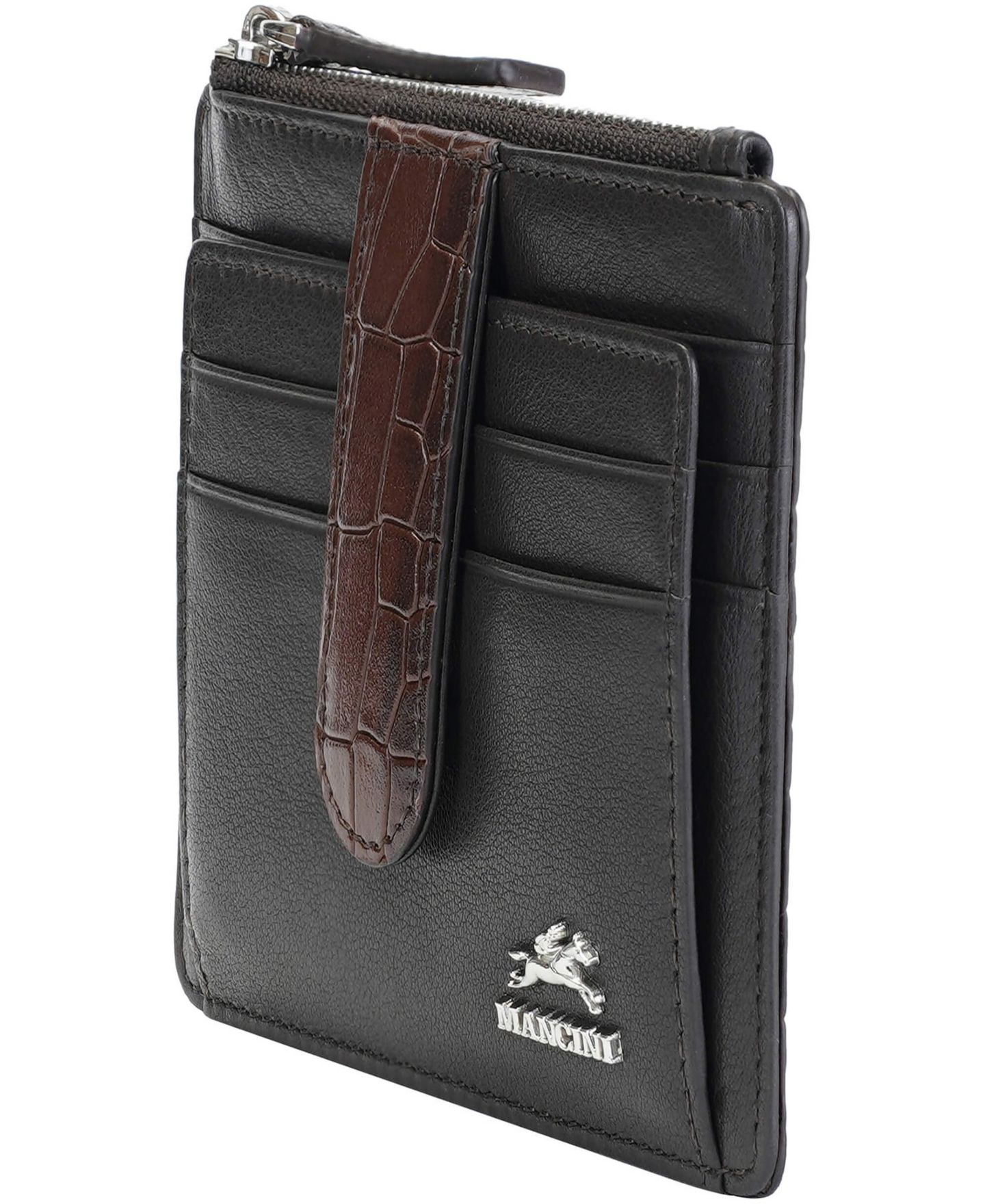 Женский кошелёк-картхолдер Mancini Croco2 с RFID-защитой, цвет: Коричневый — фото 3