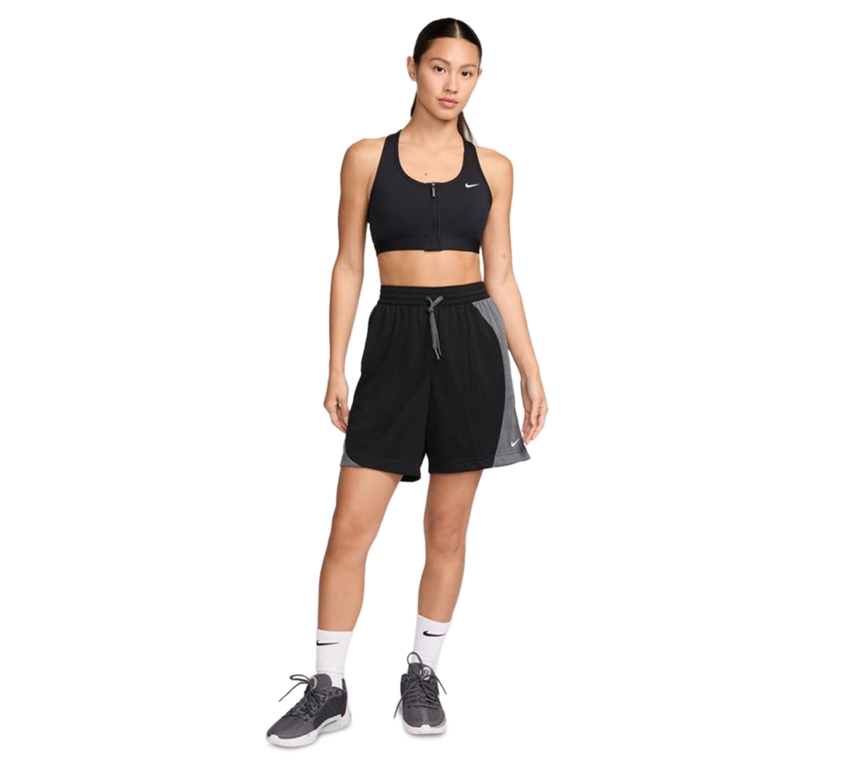 Nike Women's Essential Dri-fit Mesh Basketball Shorts In Black,iron Grey,white
