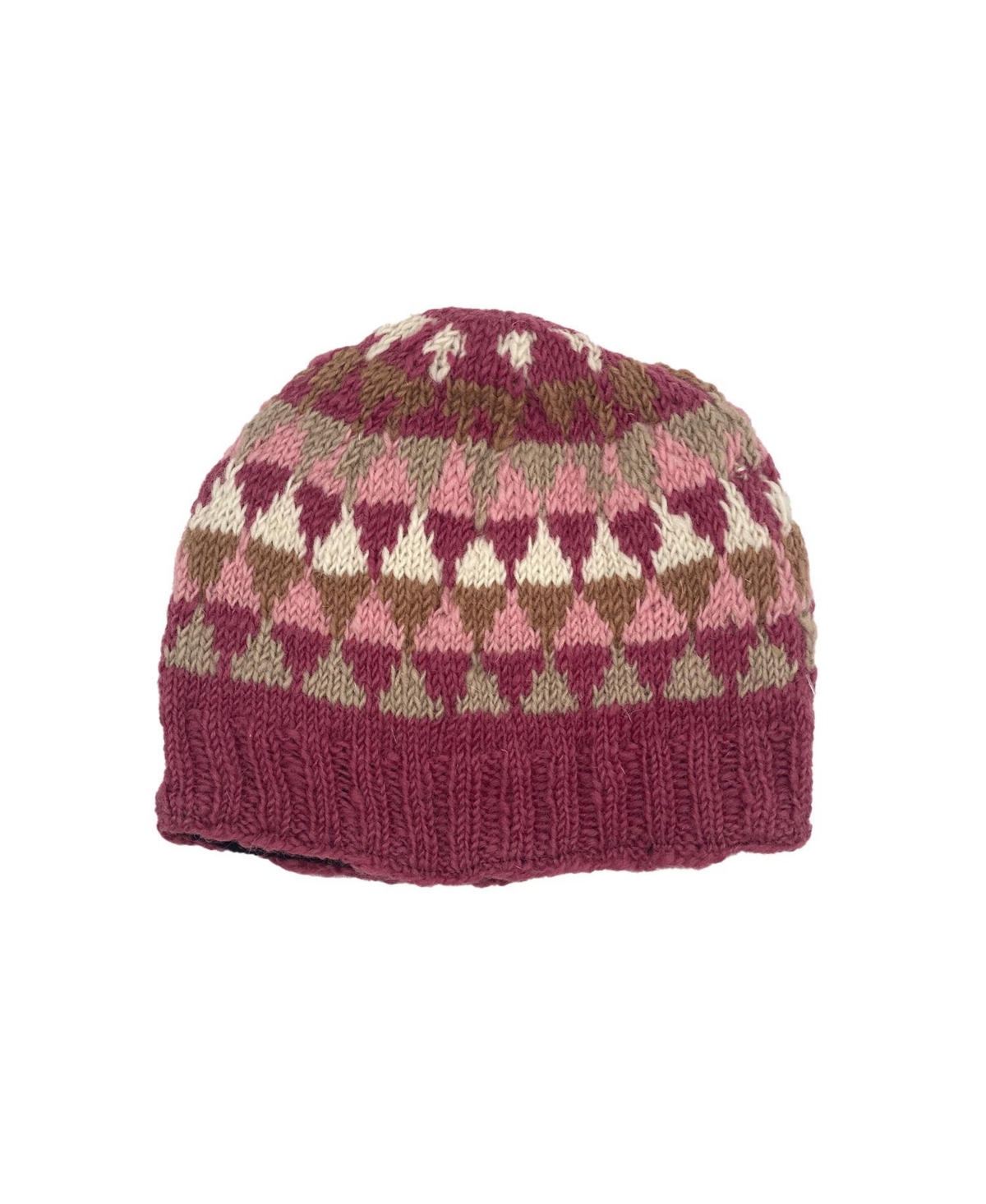 Women's Artisan Hand-Knit Jaya Harlequin Wool Beanie Hat - Quarry