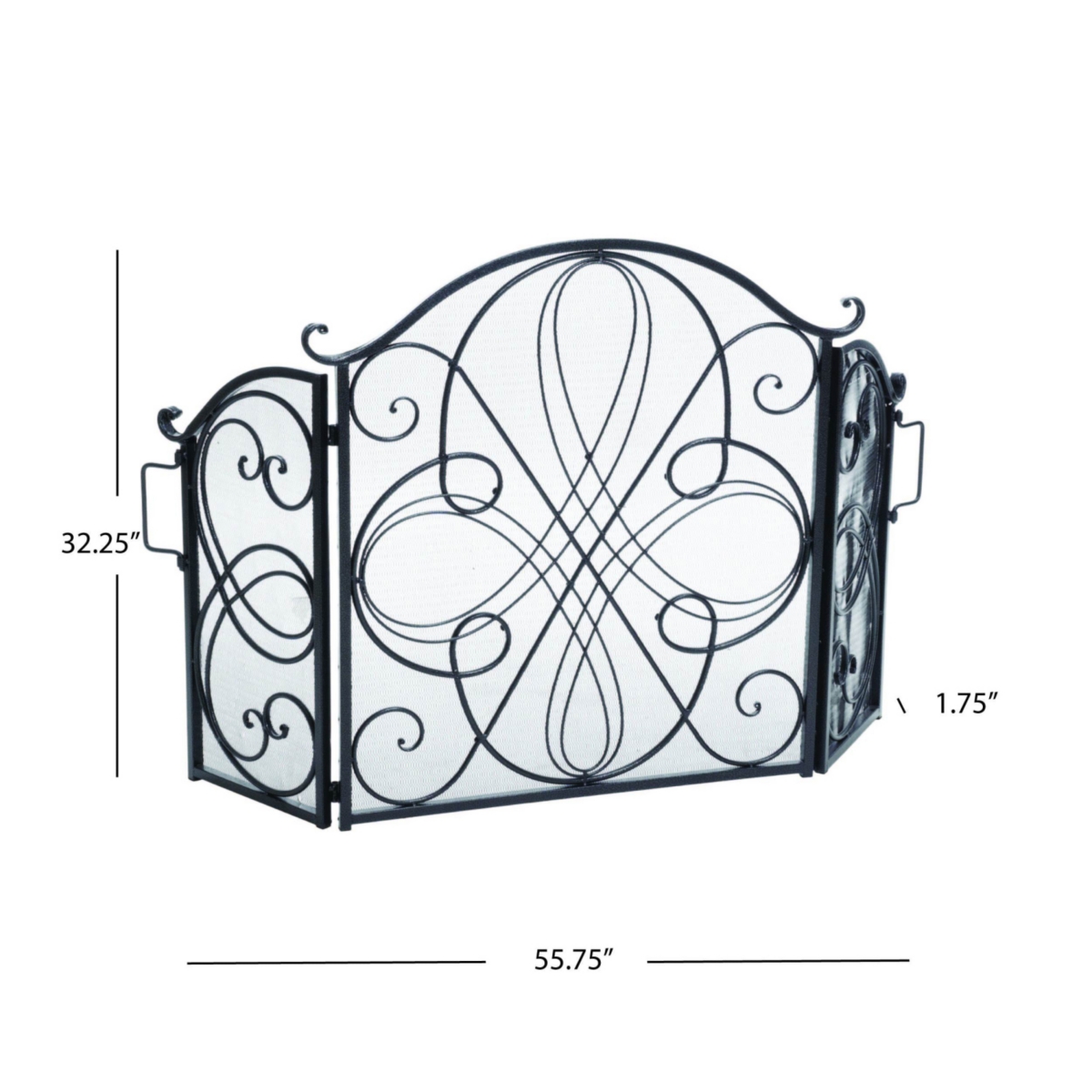 Streamdale Furniture Rosalinda Floral Iron Fireplace Screen, Silver Finish - Black+silver