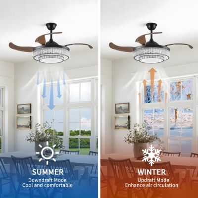 Contemporary LED Retractable Remote Control Ceiling Fan