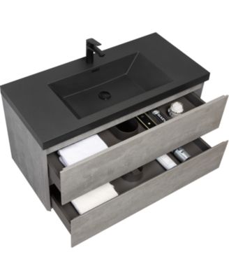 Streamdale Modern 42&amp;#x22; Floating Vanity with Black Quartz Basin