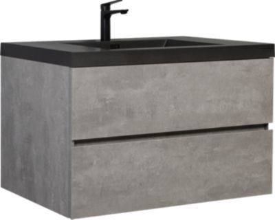Streamdale Modern 42&amp;#x22; Floating Vanity with Black Quartz Basin