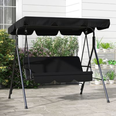 3-Seat Outdoor Patio Swing w/ Canopy & Cushion