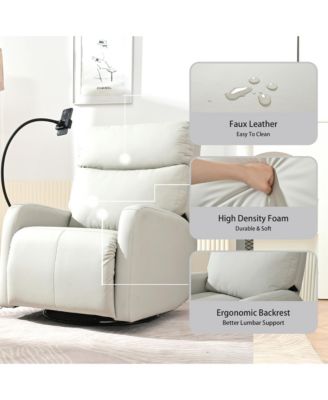 360 Swivel Rocking Recliner Chair with Padded Backrest for Nursery