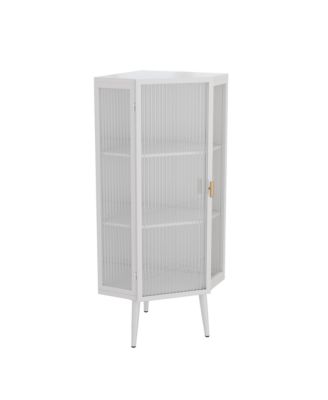 Floor Corner Cabinet with Tempered Glass Doors