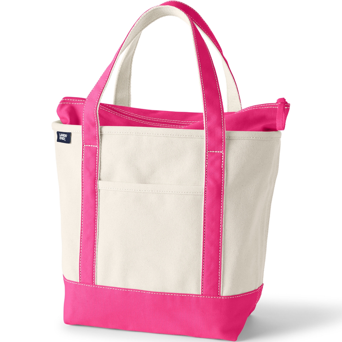 Medium Natural 5 Pocket Zip Top Canvas Tote Bag - Natural/black