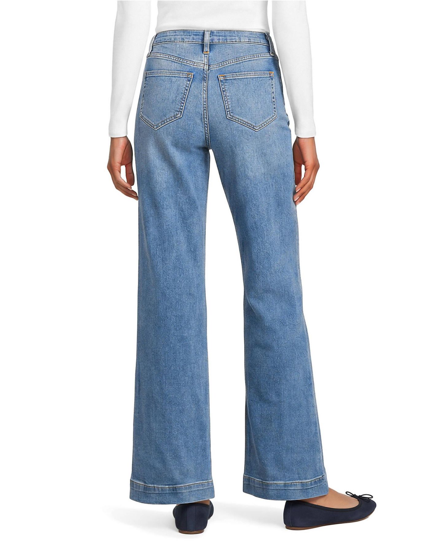 Женские джинсы Lands' End High Rise Wide Leg Denim Jeans, цвет: Синий — фото 2