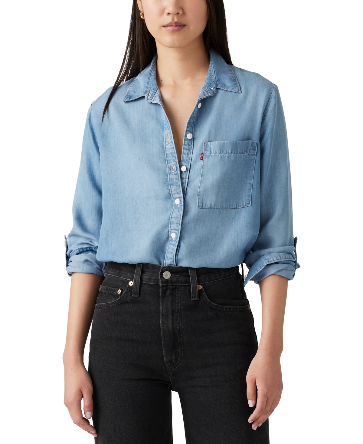 Levi's dark blue denim shirt cheap