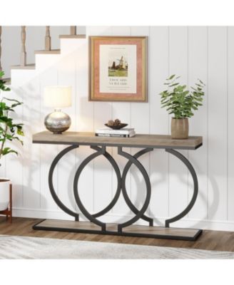 Industrial Console Table, 55 inch Wood Entryway Table Narrow Long Sofa Table, Rustic Accent Table