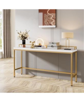 70.9 inch Extra Long Sofa Table Rustic Industrial Console Table Behind Couch, Narrow Entryway Hallway Table Skinny Sofa Bar Table for Living Room (Brown)